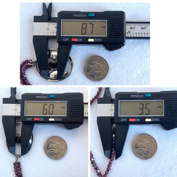 Sterling Silver 925 Beaded Oval Art Nouveau Style Garnet Pendant Necklace 18" - Picture 10 of 16